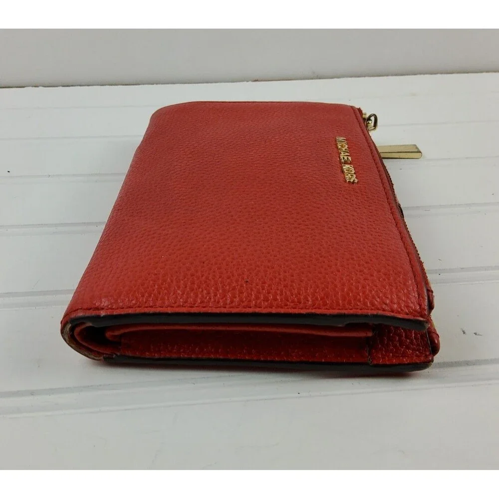 Michael Kors MK Pebbled Leather Double Zip Snap Wallet Wristlet Clutch